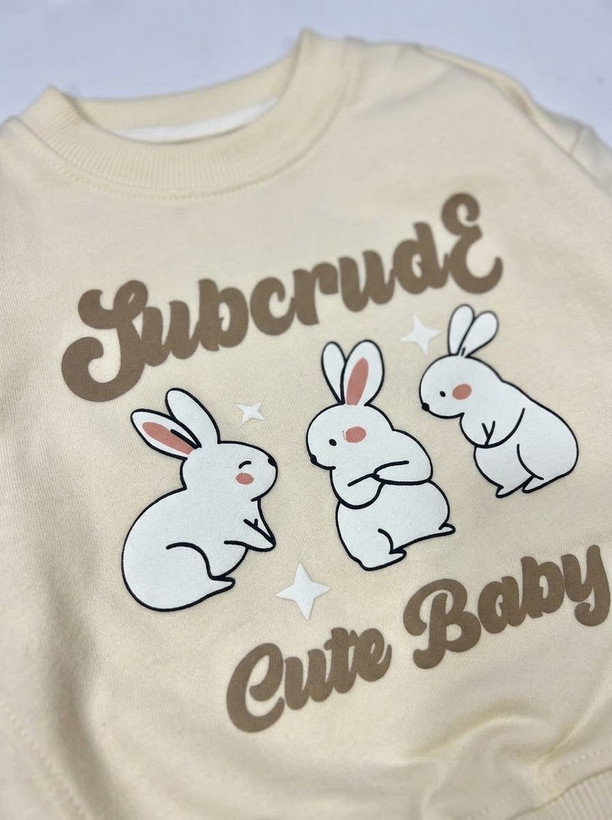 بلوز دورس دو نخ بچگانه طرح خرگوش Cute Baby (مدل لش و باکسی)